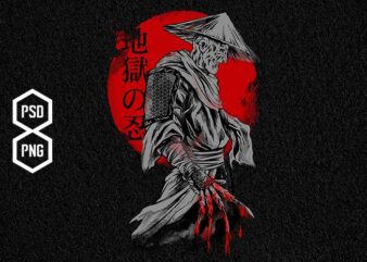 dark ronin t shirt vector illustration