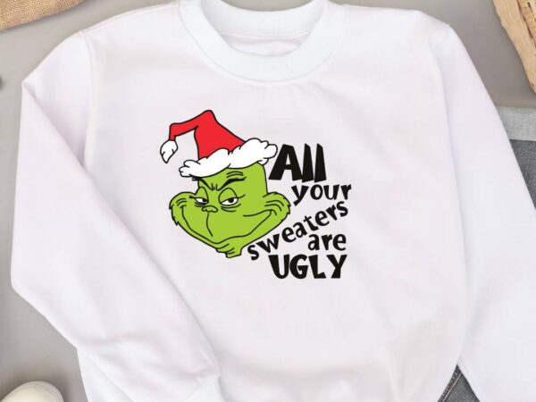 Ugly sweater christmas grinch t shirt vector graphic