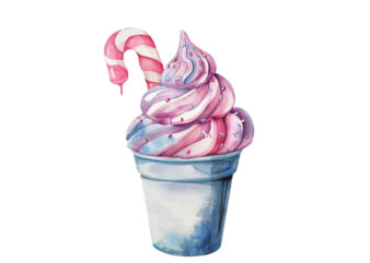 watercolor Pastel ice cream cup