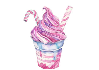 watercolor Pastel ice cream cup