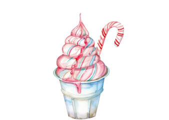 watercolor Pastel ice cream cup