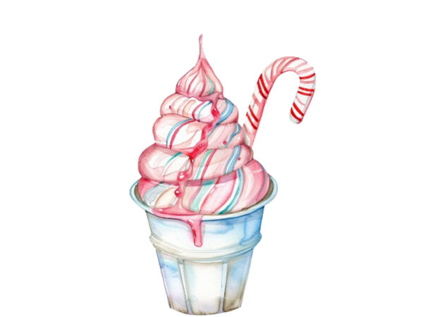 Watercolor pastel ice cream cup t shirt design for sale