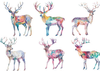 watercolor Pastel reindeer sublimation t shirt design for sale