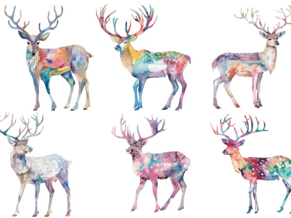 Watercolor pastel reindeer sublimation t shirt design for sale