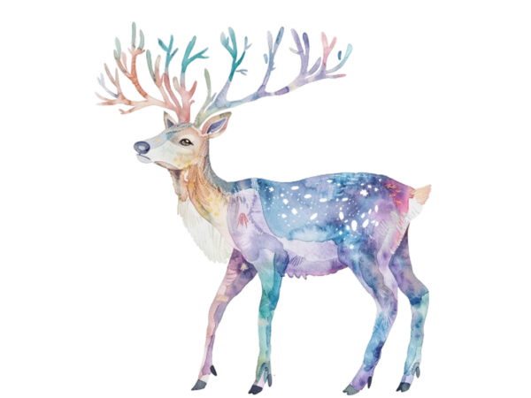 Watercolor pastel reindeer sublimation t shirt design for sale