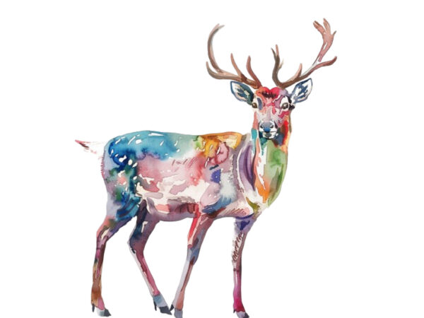 Watercolor pastel reindeer sublimation t shirt design for sale