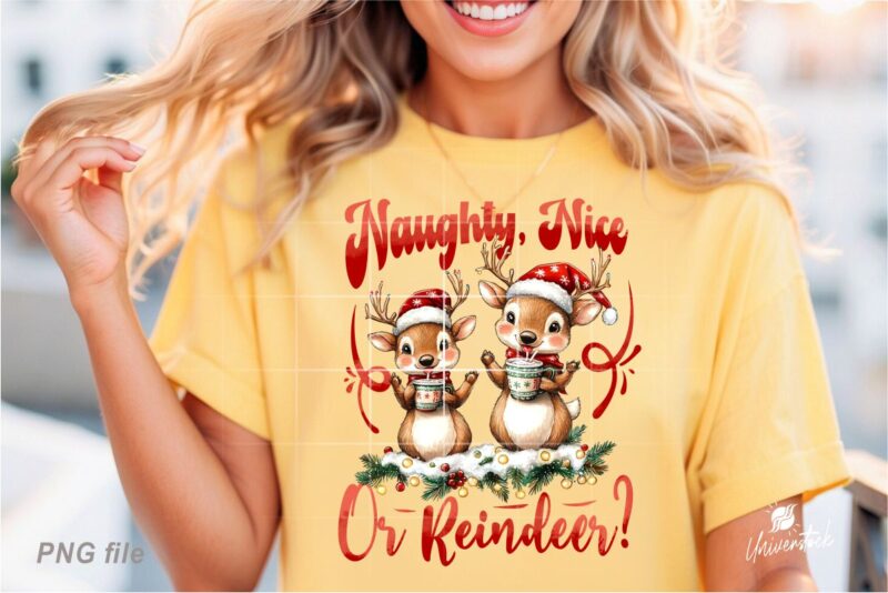 Christmas Reindeer PNG T-shirt Designs Bundle