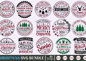 Farmhouse christmas round sign svg bundle, christmas svg 2024, round christmas ornaments svg, merry christmas quote 2024 svg, christmas roun