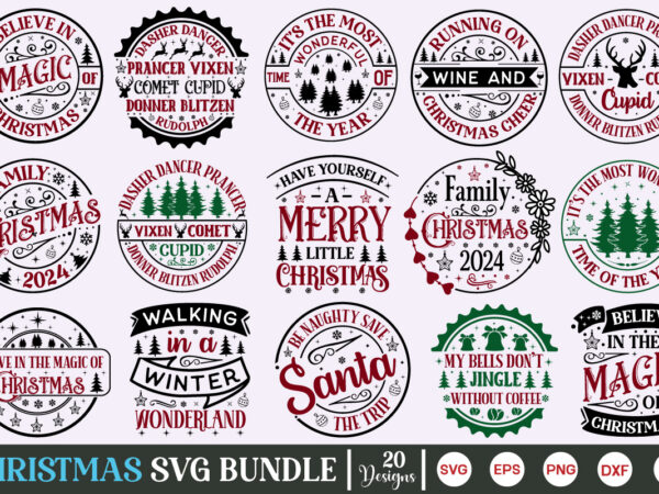 Farmhouse christmas round sign svg bundle, christmas svg 2024, round christmas ornaments svg, merry christmas quote 2024 svg, christmas roun t shirt graphic design