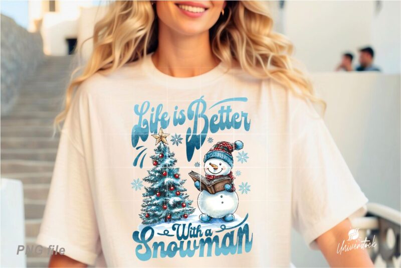 Christmas Snowman Sublimation PNG T-shirt Designs Bundle