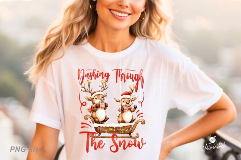 Christmas Reindeer PNG T-shirt Designs Bundle