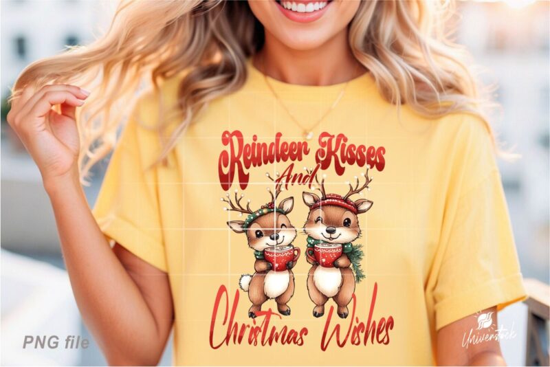 Christmas Reindeer PNG T-shirt Designs Bundle