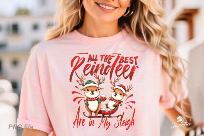 Christmas Reindeer PNG T-shirt Designs Bundle