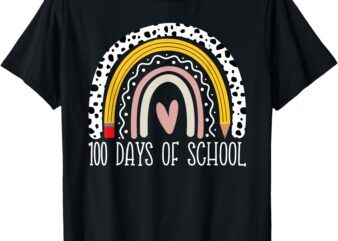 100 Days Of School Teacher Rainbow 100th Day Of School Kids T-Shirt