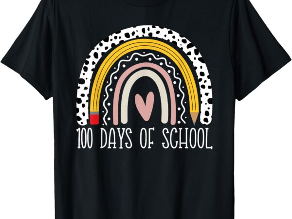 100 days of school teacher rainbow 100th day of school kids t-shirt