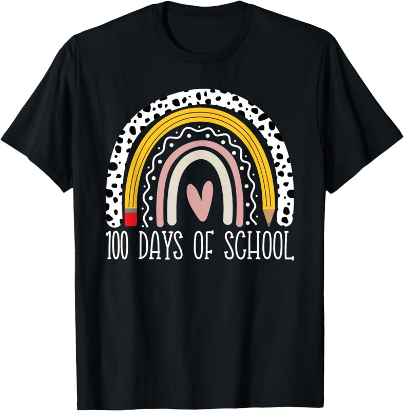 100 Days Of School Teacher Rainbow 100th Day Of School Kids T-Shirt