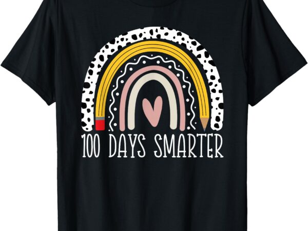 100 days smarter teacher rainbow 100th day of school kids t-shirt