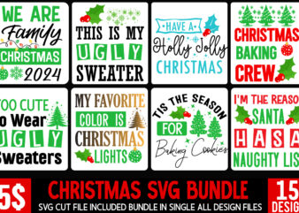 Christmas T-Shirt Design Bundle, Christmas T-Shirt Design, Christmas SVG Bundle, Christmas Vector Bundle