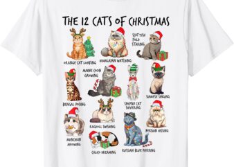 12 Cats of Christmas Funny Christmas Cat Lover Xmas Holiday T-Shirt