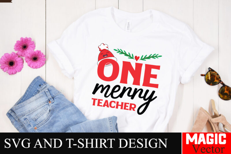 One Merry Teacher SVG Cut File,SVG Cut File,Winter svg, Santa SVG, Holiday, Merry Christmas, Christmas Bundle, Funny Christmas Shirt, Cut Fi