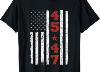 45 47 Trump Vintage USA Flag 2024 President Election Politic T-Shirt