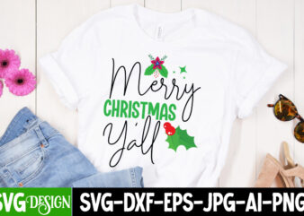 Merry Christmas Y’all t-shirt design, Christmas SVG, Funny Christmas SVG, Christmas Shirt SVG, Merry Christmas SVG, Santa SVG, Winter SVG, X