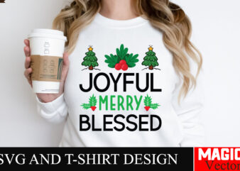 Joyful Merry Blessed SVG Cut File,Winter svg, Santa SVG, Holiday, Merry Christmas, Christmas Bundle, Funny Christmas Shirt, Cut File Cricut, vector clipart