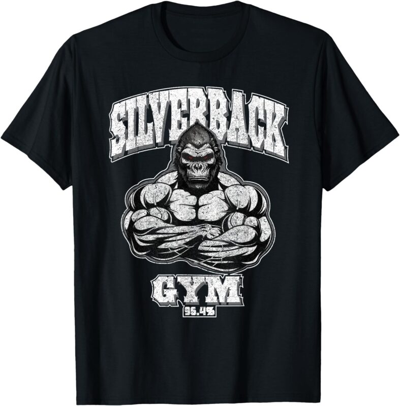 96.4% Silverback gym apparel, body building, gym Strongman T-Shirt