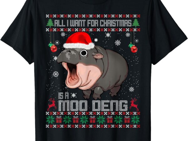 All i want for christmas is a moo deng santa ugly christmas t-shirt