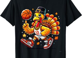 Autumn Pumpkin Fall Basketball Thanksgiving Womens Mens Kids T-Shirt