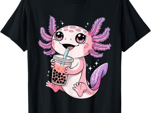 Axolotl shirt cute kawaii anime boba tea boys girls kids t-shirt