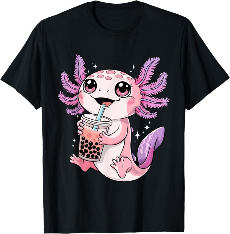 Axolotl shirt Cute Kawaii Anime Boba Tea Boys Girls Kids T-Shirt