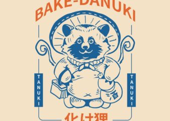 Bake Danuki Japanese Vintage T-shirt Design