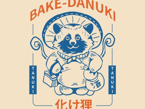 Bake danuki japanese vintage t-shirt design