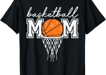 Basketball Mom Mother Leopard Basketball Hoop Net Game Day T-Shirt