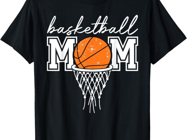 Basketball mom mother leopard basketball hoop net game day t-shirt