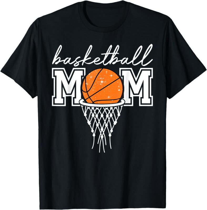 Basketball Mom Mother Leopard Basketball Hoop Net Game Day T-Shirt