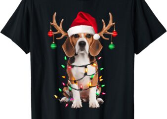 Beagle Christmas Tree Shirt Beagle Santa Hat Lover Gifts T-Shirt