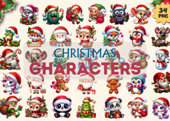 Bundle of Christmas Characters. PNG.