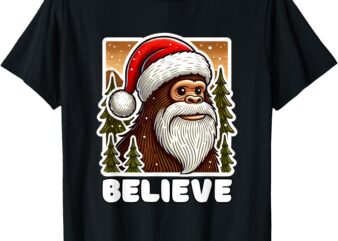 Bigfoot Believer Funny Christmas T-Shirt