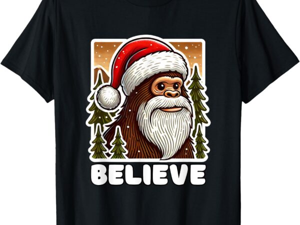 Bigfoot believer funny christmas t-shirt