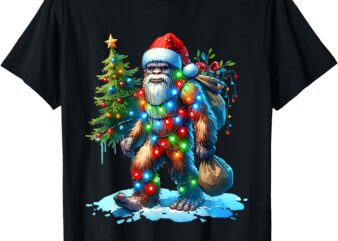 Bigfoot Christmas Shirt Christmas Tree Xmas Sasquatch T-Shirt