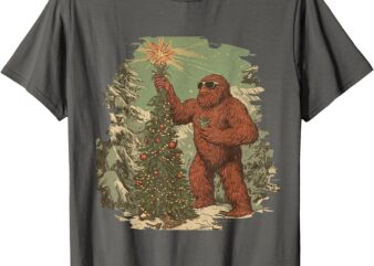 Bigfoot Christmas Tree Lights Tarot Xmas Sasquatch T-Shirt