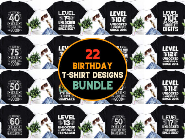 Birthday t-shirt design bundle