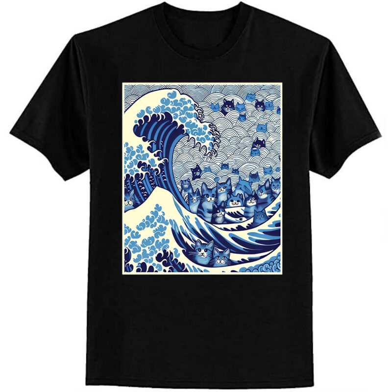 Blue Cats Wave For Kamala Funny Cat Lady T-Shirt