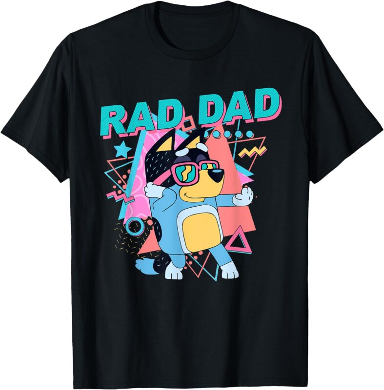 Blue Rad Dad Tan Blue Heeler Bandit Dad Retro 90s T-Shirt