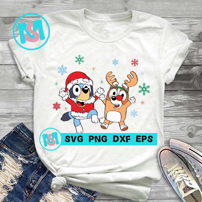 Bluey And Bingo Christmas SVG, Merry Christmas SVG, Xmas SVG