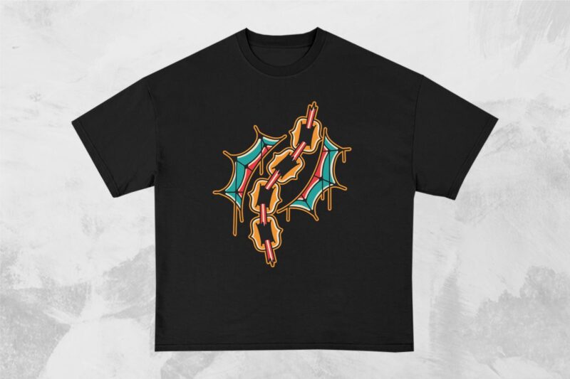 Broken Chain Tattoo Style T-shirt Design