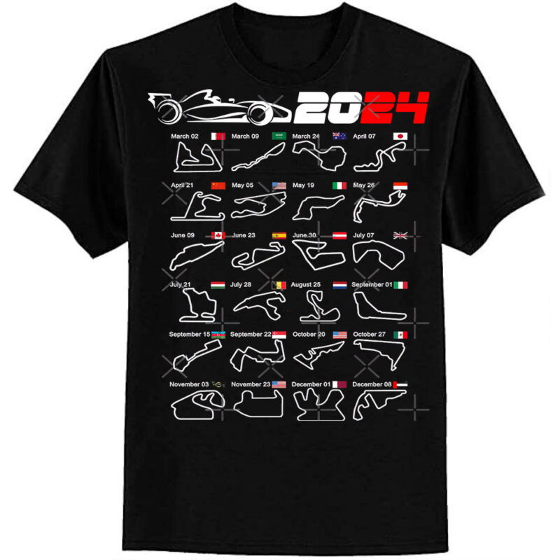 Calendar Formula race cars 2024 circuits Essential T-Shirt