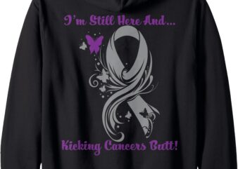 Cancer Ribbon Grey Zip Hoodie